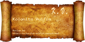 Kolonits Vulfia névjegykártya